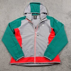 Dare 2B D2B Windbreaker Jacket Womens Large Full‎ Zip Hooded Gray Green